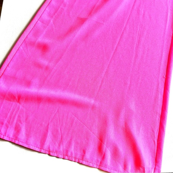 Lush Neon Pink Flowy Sheer Strappy Wide Leg Halter Jumpsuit - Picture 10 of 10